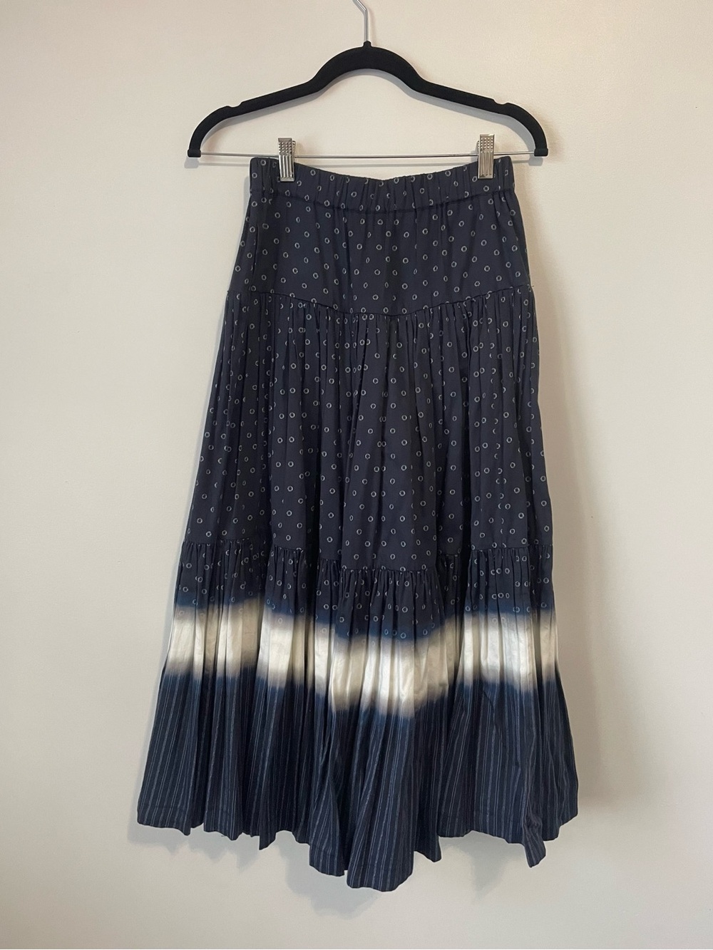 Tory Burch Women's Navy Patterned Tiered Maxi Skirt